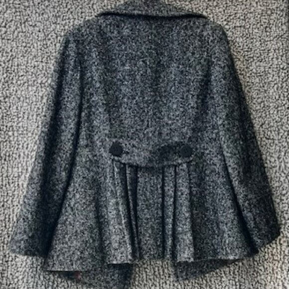 CALVIN KLEIN Black and White Wool Blend Lined Pea Coat - Picture 8 of 8